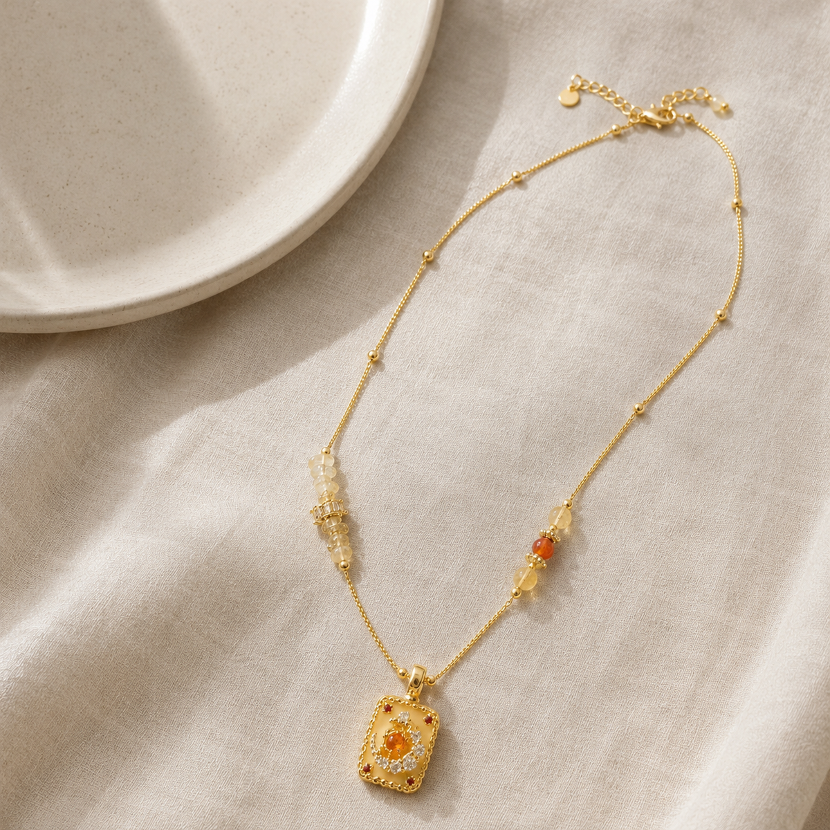 Golden Ember Pendant Necklace
