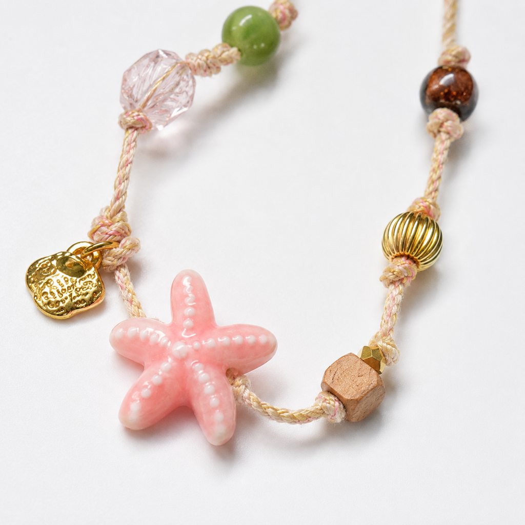 Coral Starfish Cord Necklace