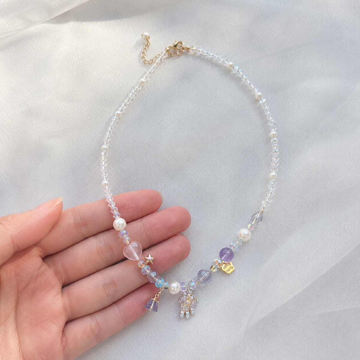 Starlight Teddy Crystal Necklace