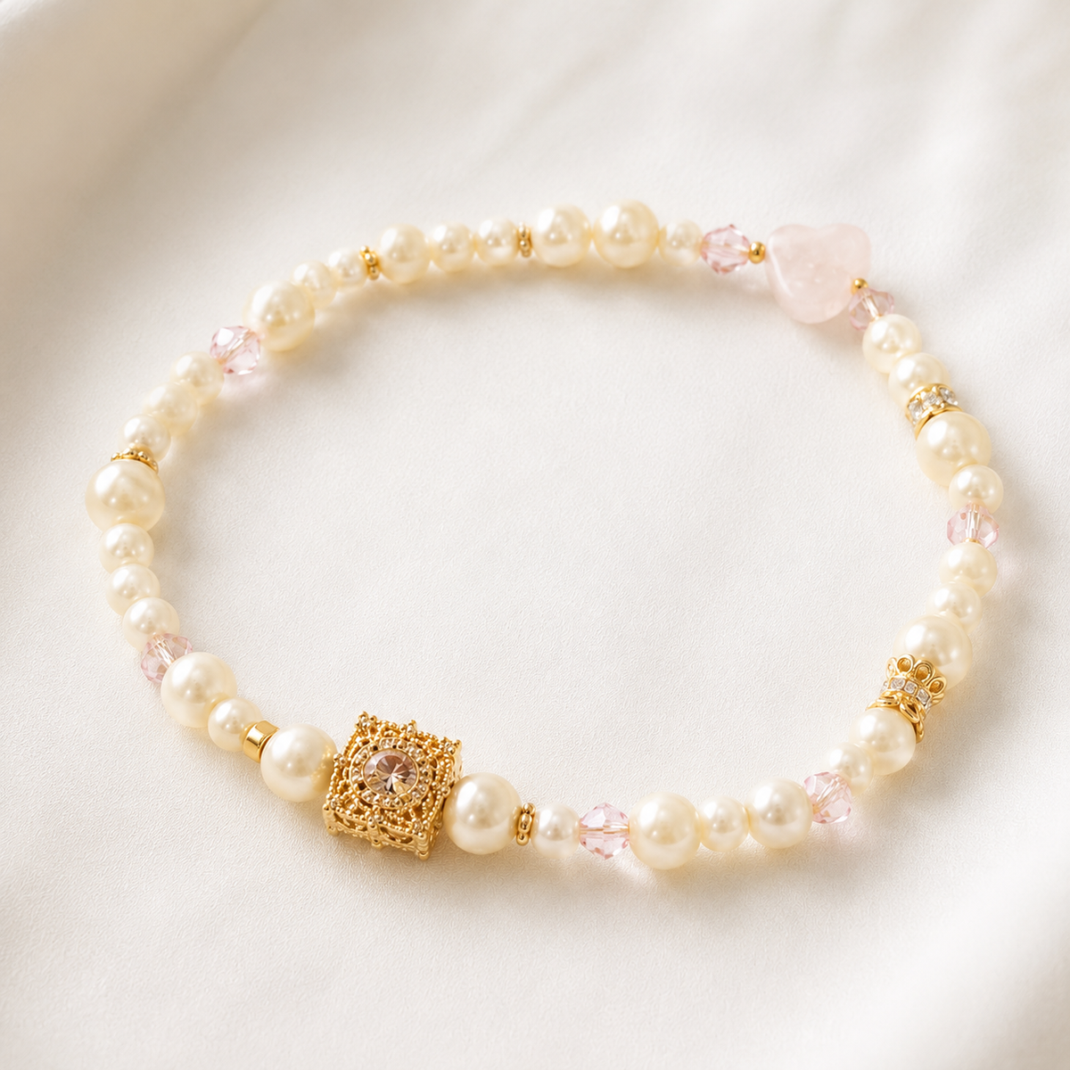Blush Pearl Heart Necklace