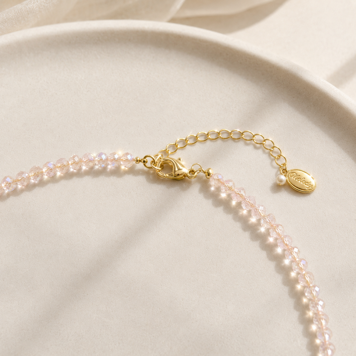 Blush Bow Crystal Necklace
