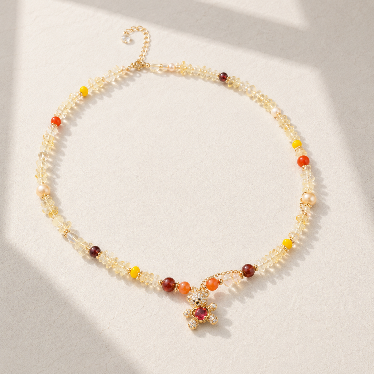 Honey Teddy Charm Necklace