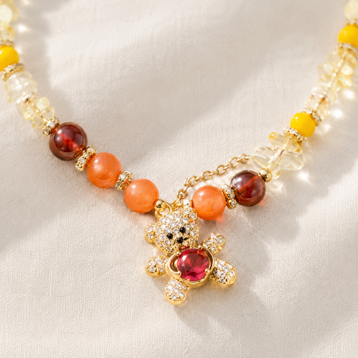 Honey Teddy Charm Necklace