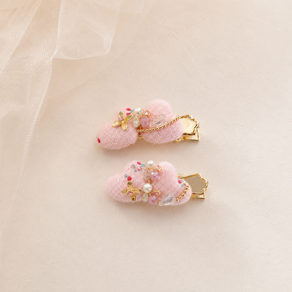 Blush Butterfly Bow Hair Clip Set