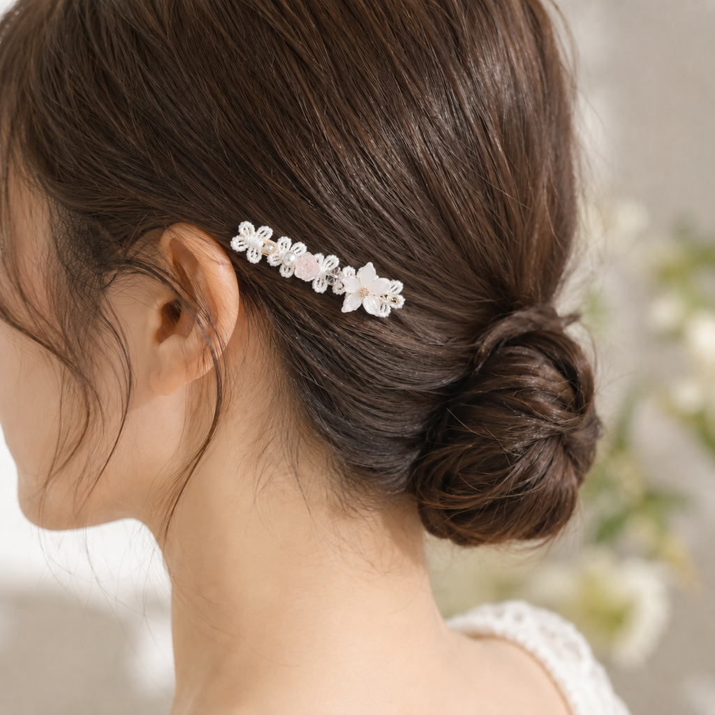 Blush Lace Flower Hair Clip Set