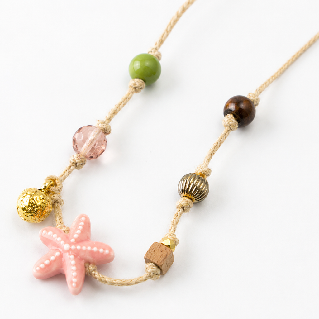 Coral Starfish Cord Necklace
