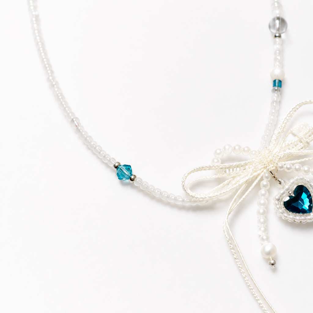 Midnight Ribbon Heart Necklace