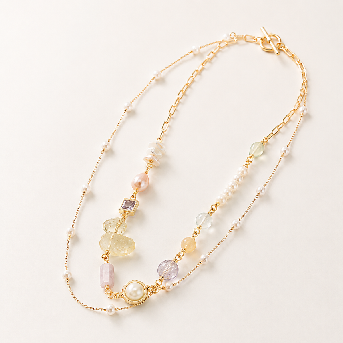 Pastel Orbit Layered Necklace