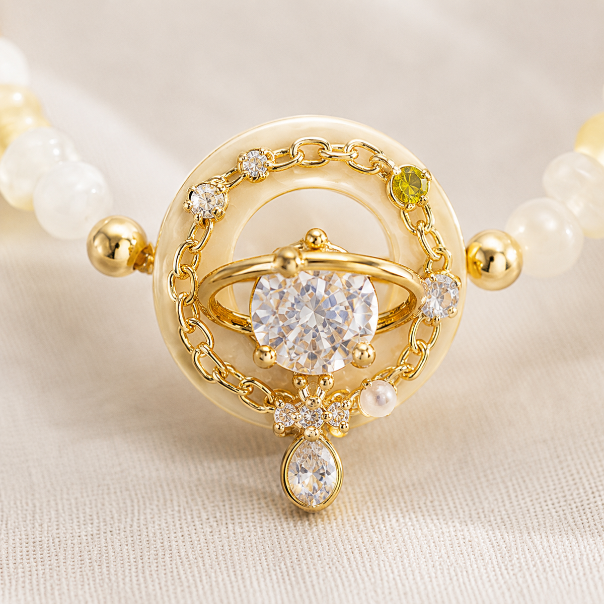 Golden Orbit Pearl Bracelet