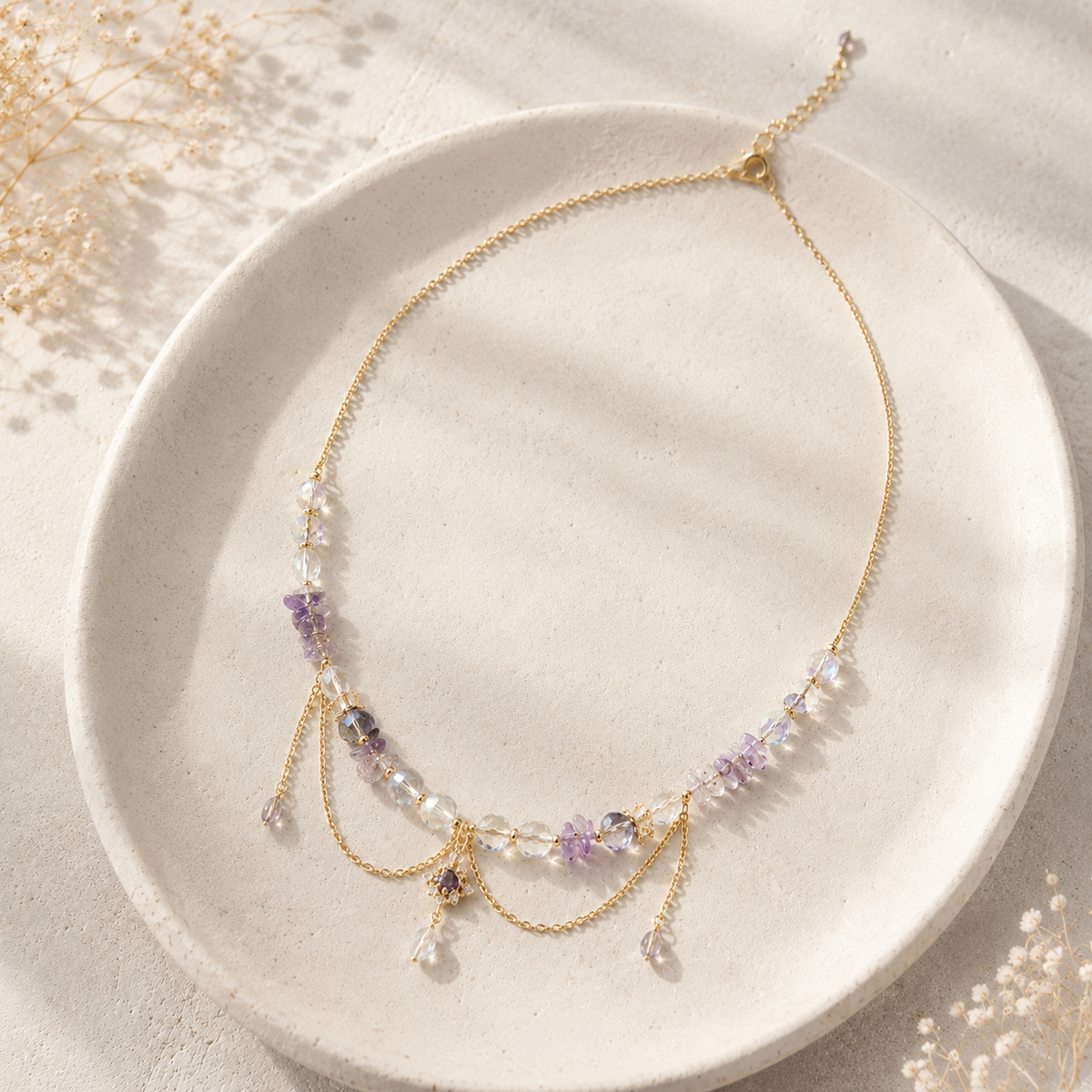 Lavender Veil Crystal Necklace