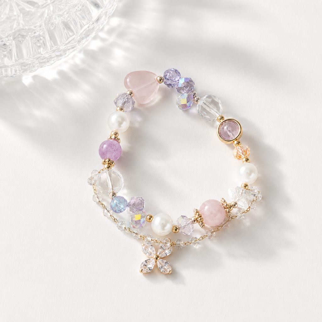 Lavender Butterfly Charm Bracelet