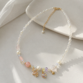 Pink Crystal & Pearl Charm Necklace