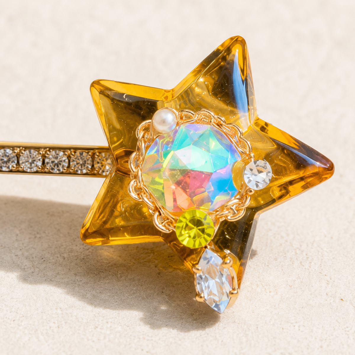 Amber Starlight Crystal Hair Pin