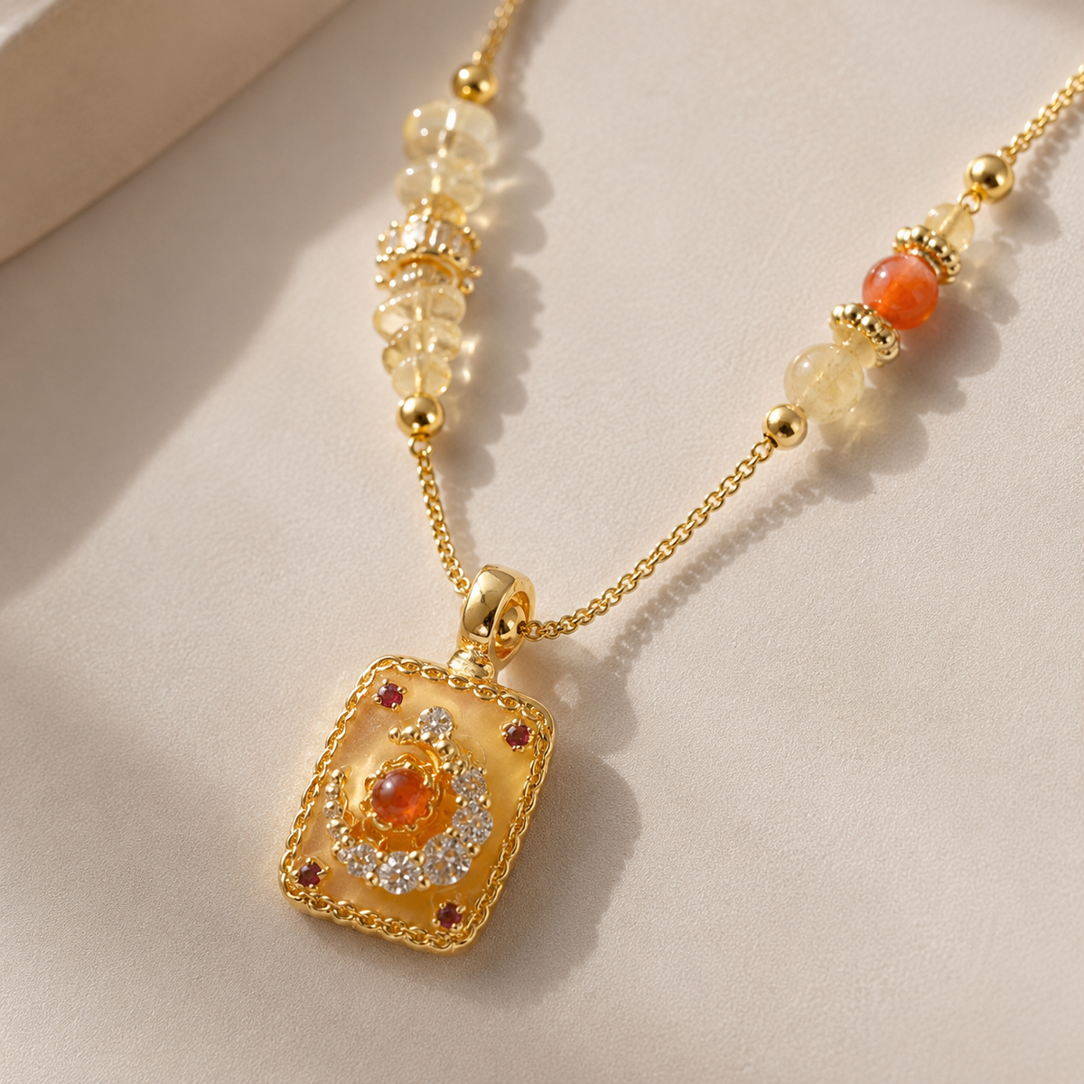Golden Ember Pendant Necklace