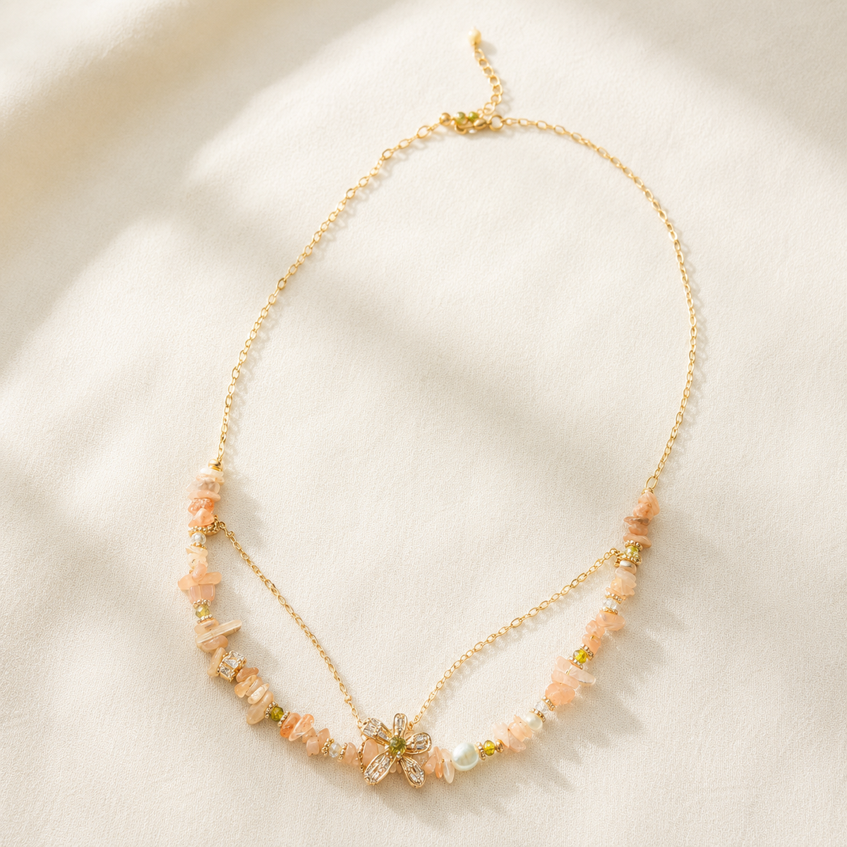 Apricot Bloom Layered Necklace