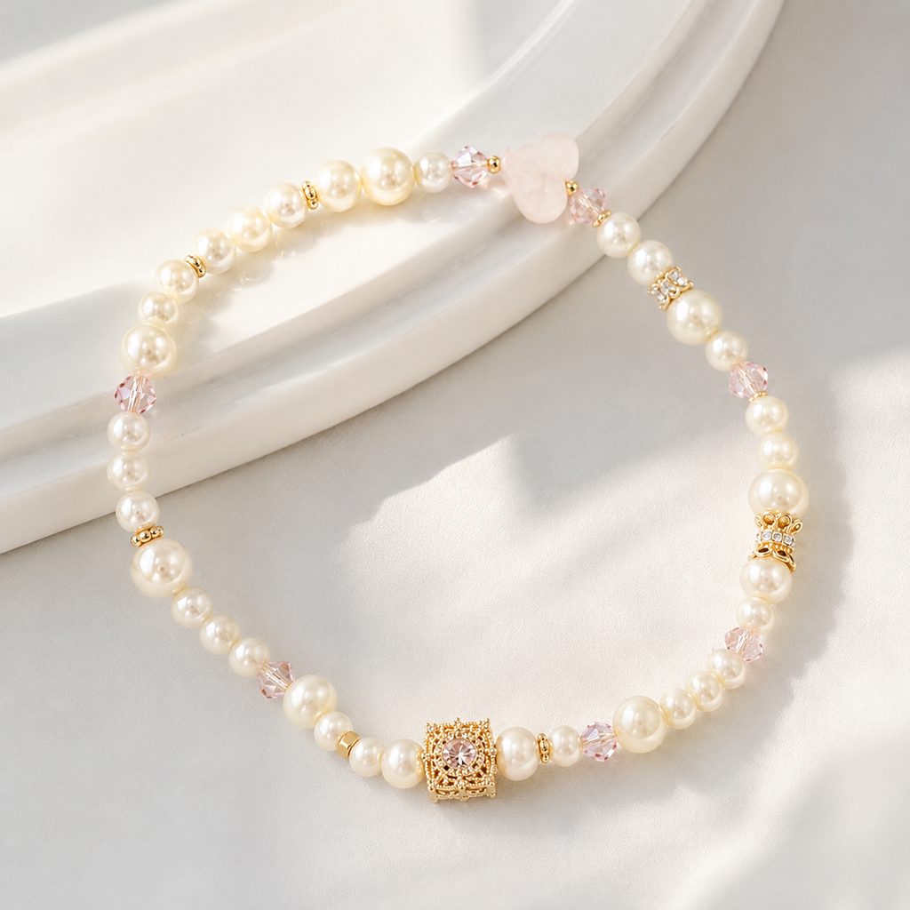 Blush Pearl Heart Necklace