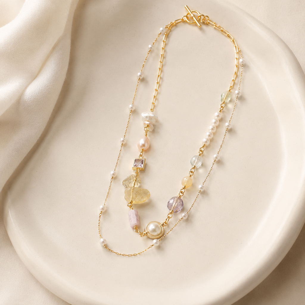 Pastel Orbit Layered Necklace