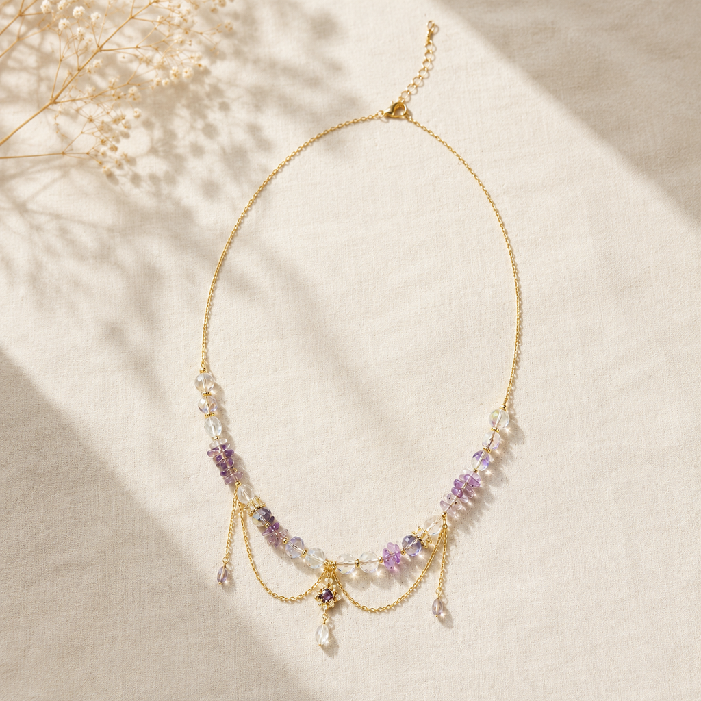 Lavender Veil Crystal Necklace