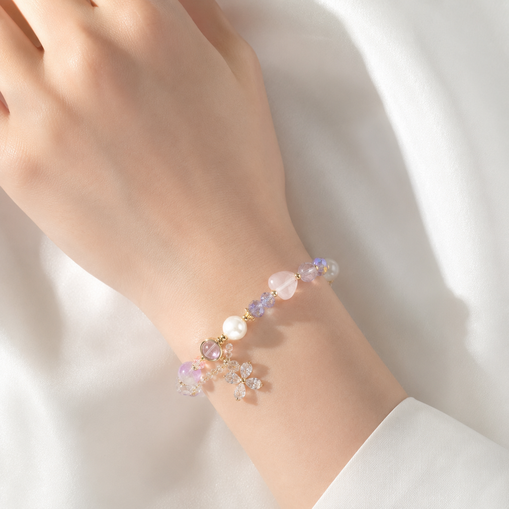 Lavender Butterfly Charm Bracelet