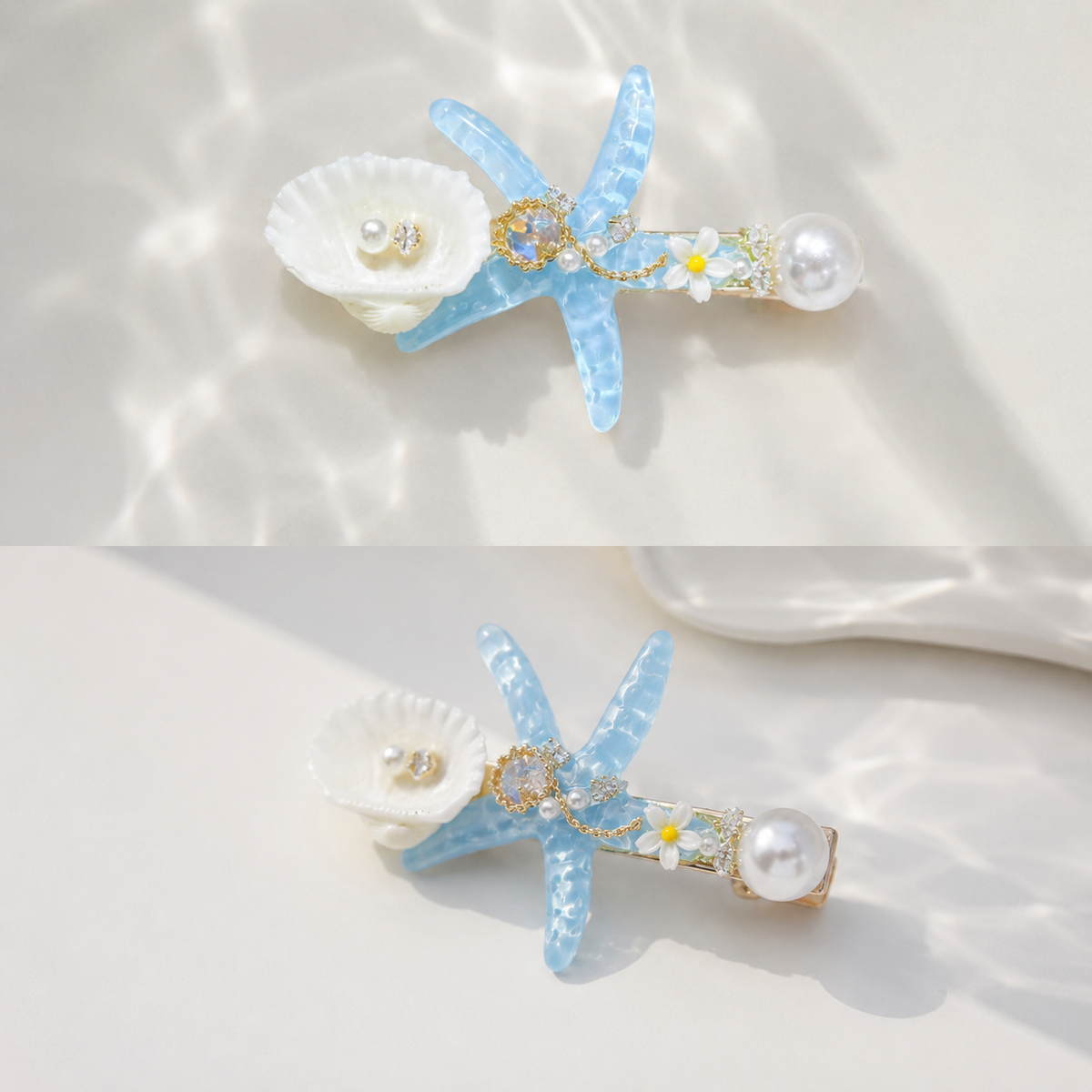 Ocean Starfish Pearl Hair Clip