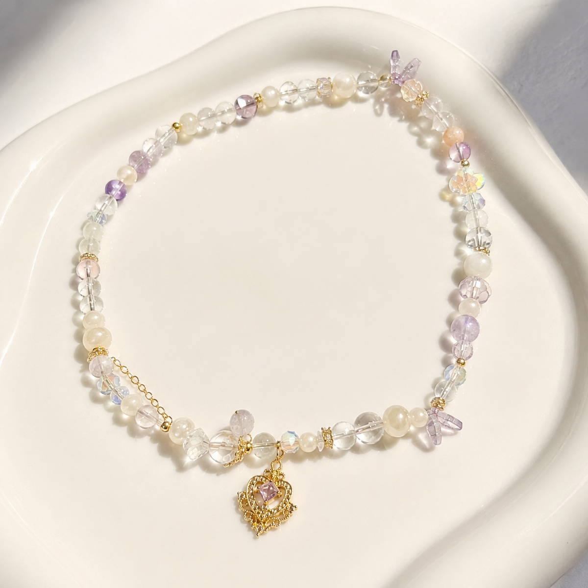 Lavender Crown Pearl Necklace