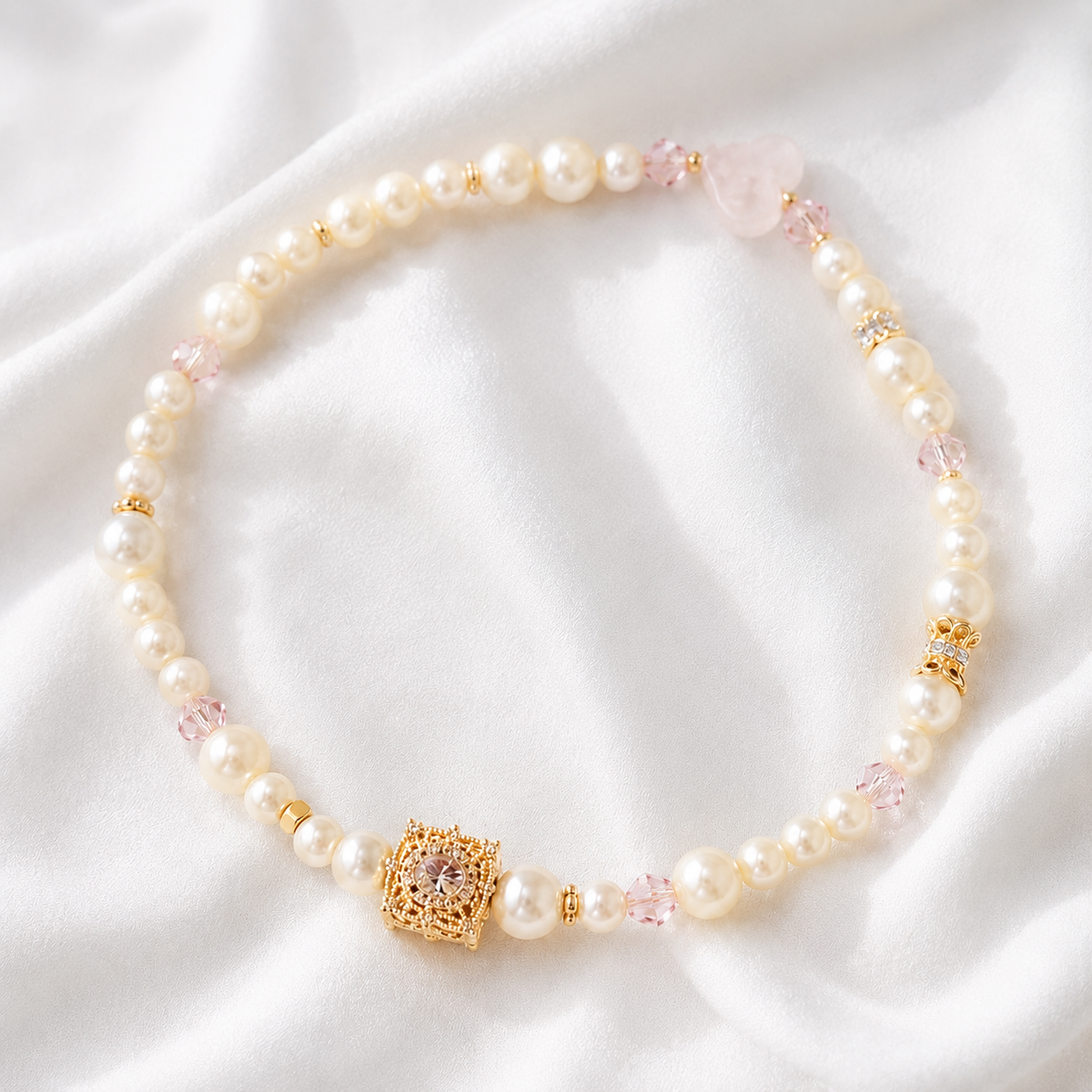 Blush Pearl Heart Necklace