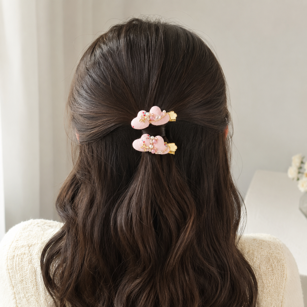 Blush Butterfly Bow Hair Clip Set