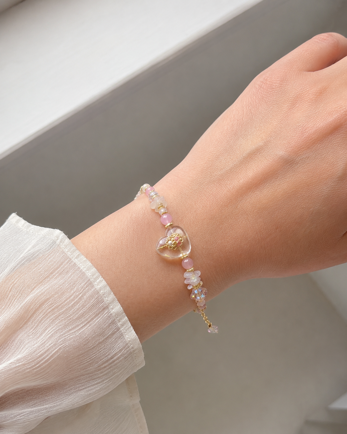 Blush Petal Charm Bracelet