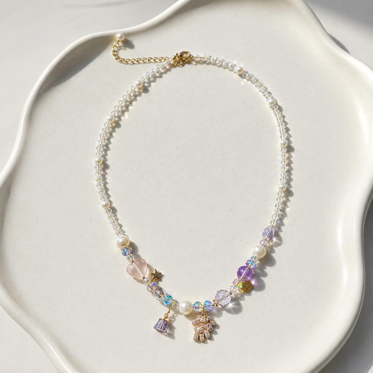 Starlight Teddy Crystal Necklace