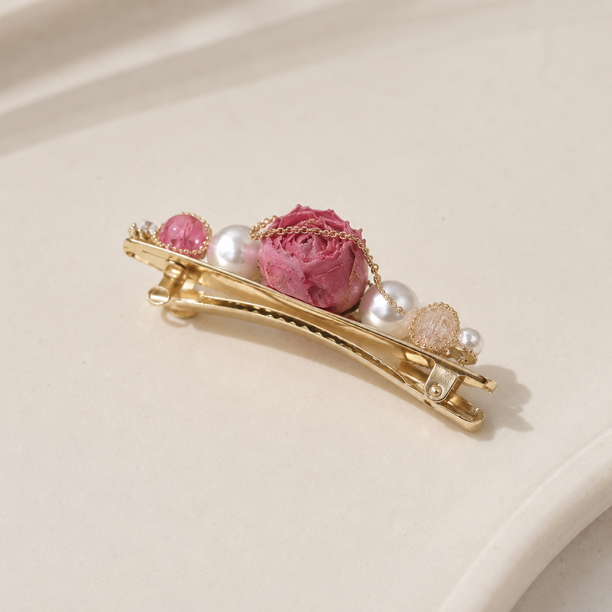 Vintage Rose Pearl Hair Clip