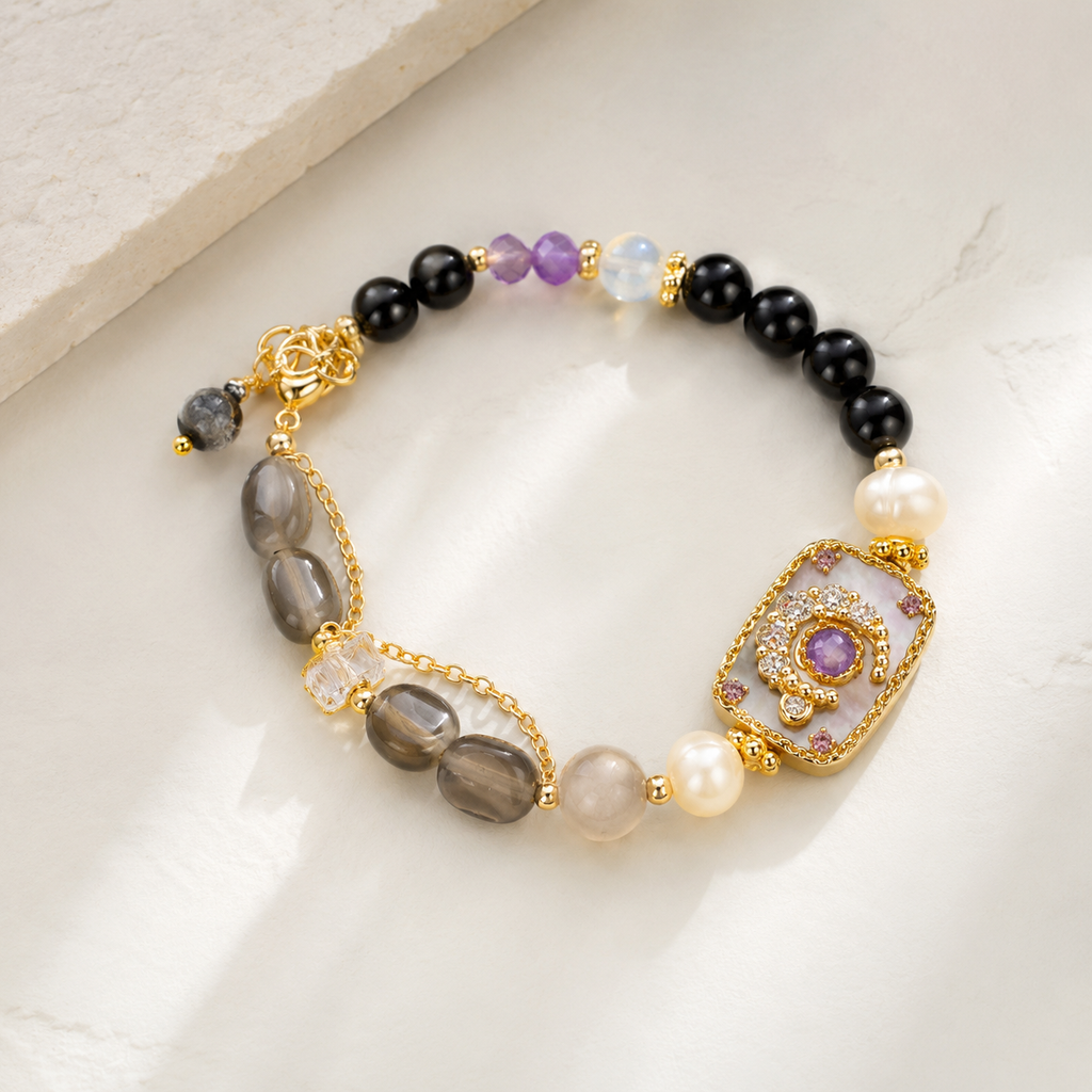 Midnight Amethyst Charm Bracelet