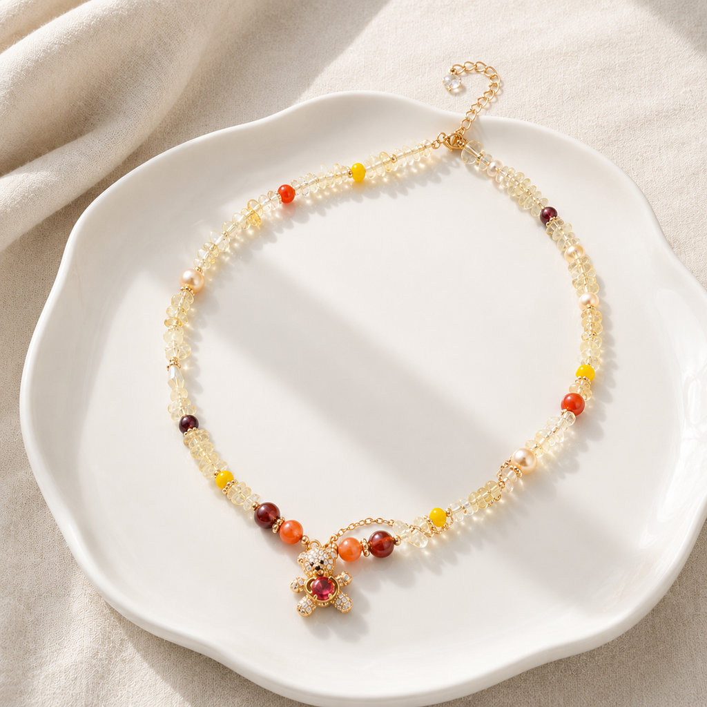 Honey Teddy Charm Necklace