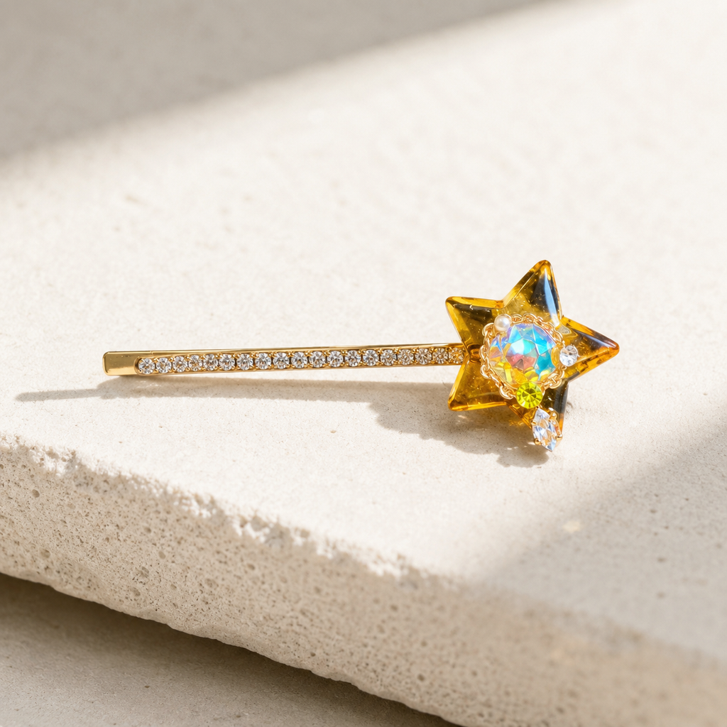 Amber Starlight Crystal Hair Pin