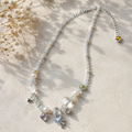 Iridescent Crystal & Pearl Charm Necklace