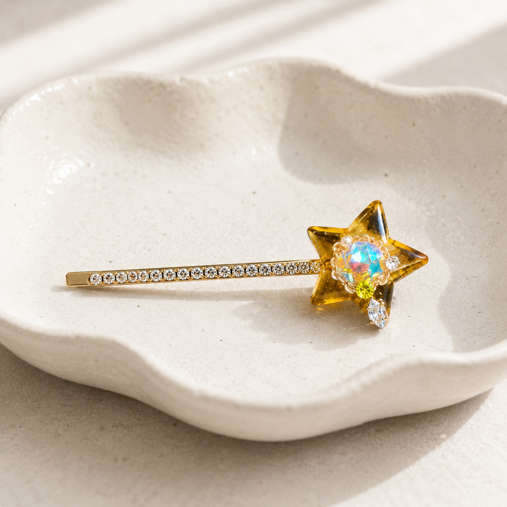 Amber Starlight Crystal Hair Pin