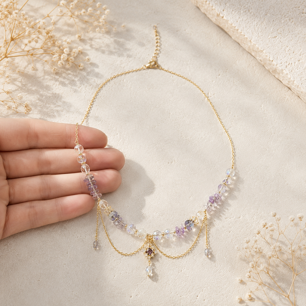 Lavender Veil Crystal Necklace