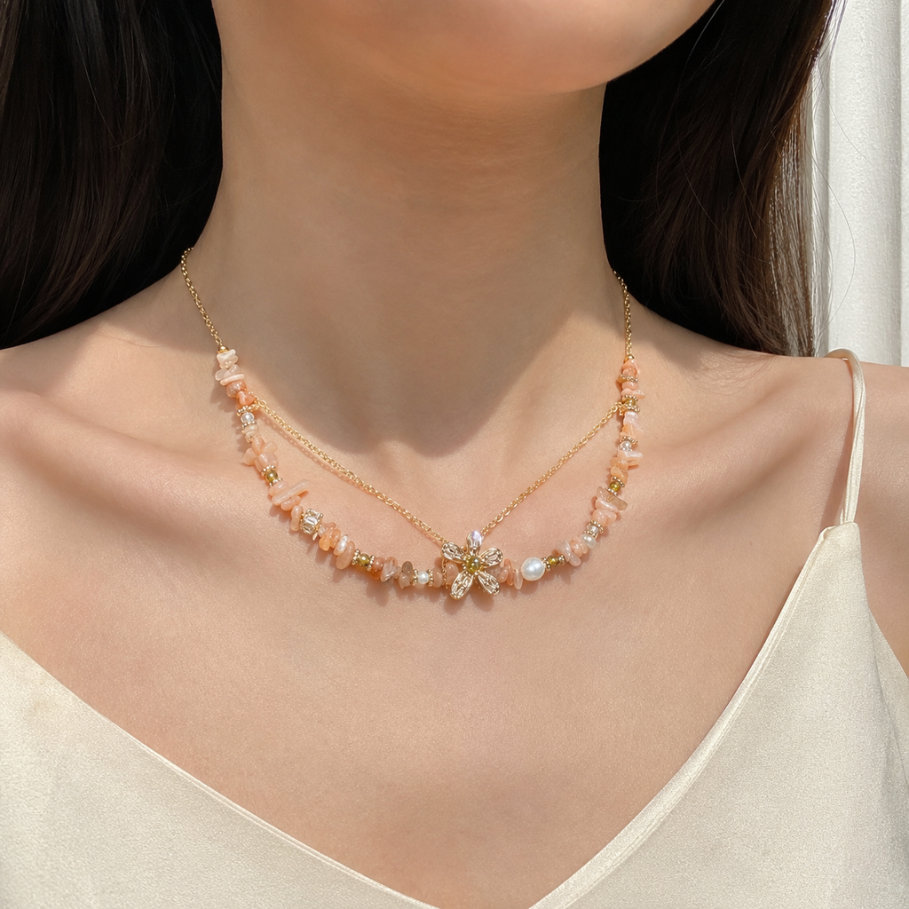 Apricot Bloom Layered Necklace
