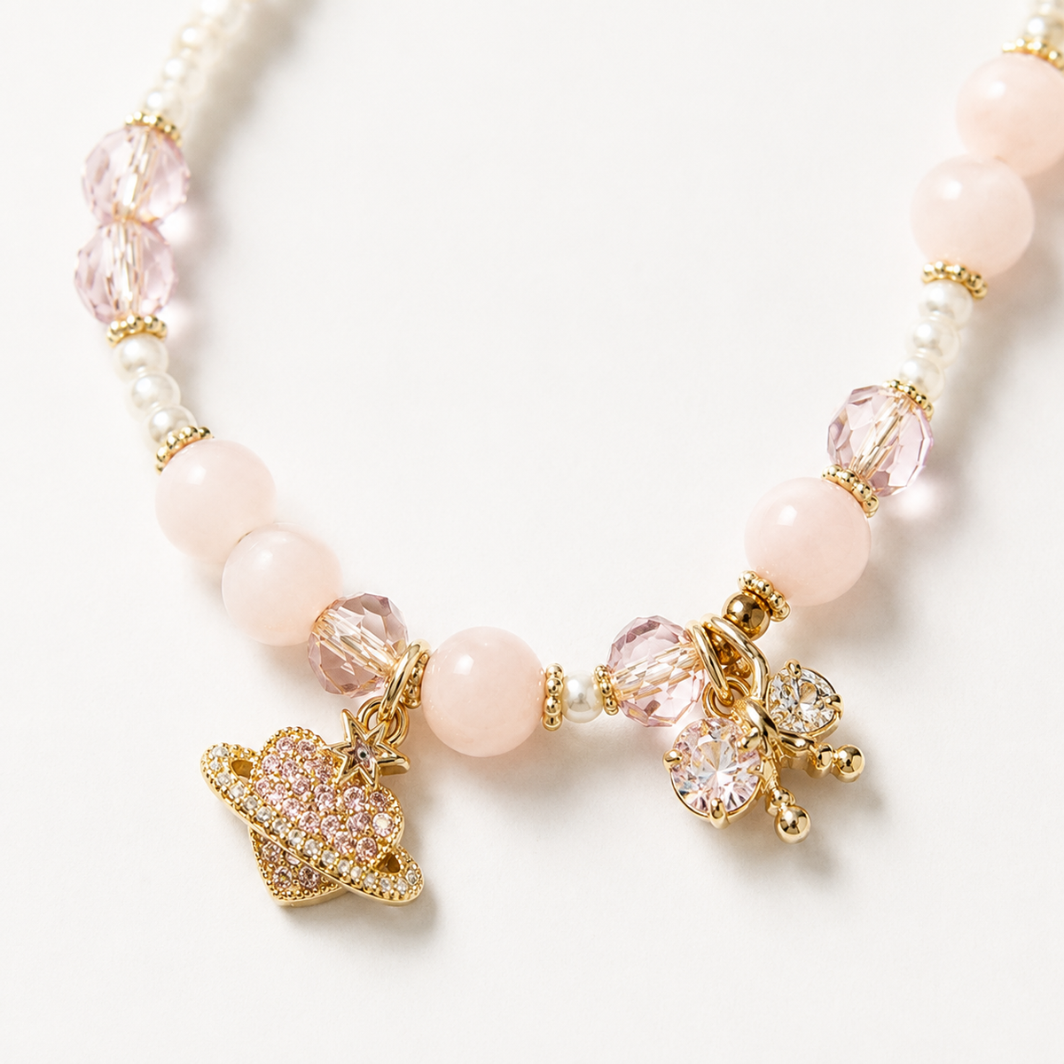 Blush Ribbon Pearl Necklace