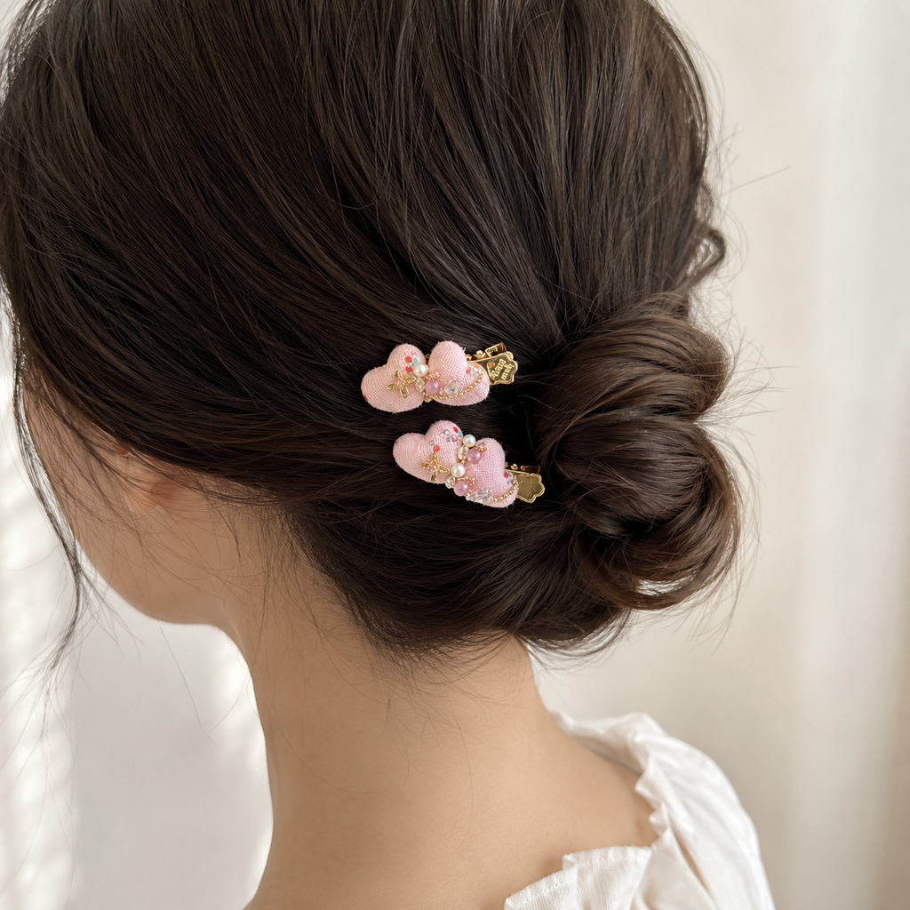 Blush Butterfly Bow Hair Clip Set