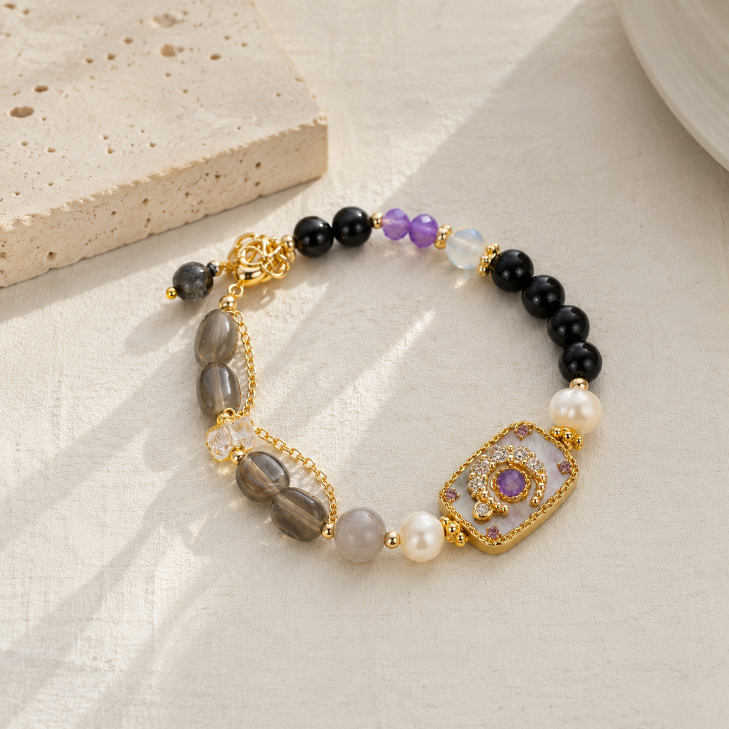 Midnight Amethyst Charm Bracelet