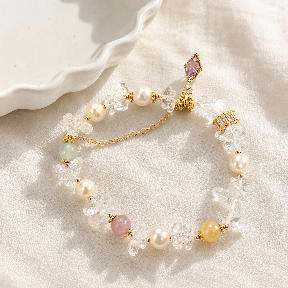 Crystal Garden Pearl Bracelet