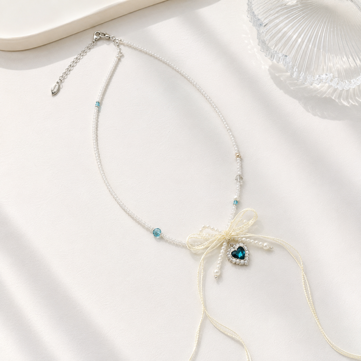 Midnight Ribbon Heart Necklace