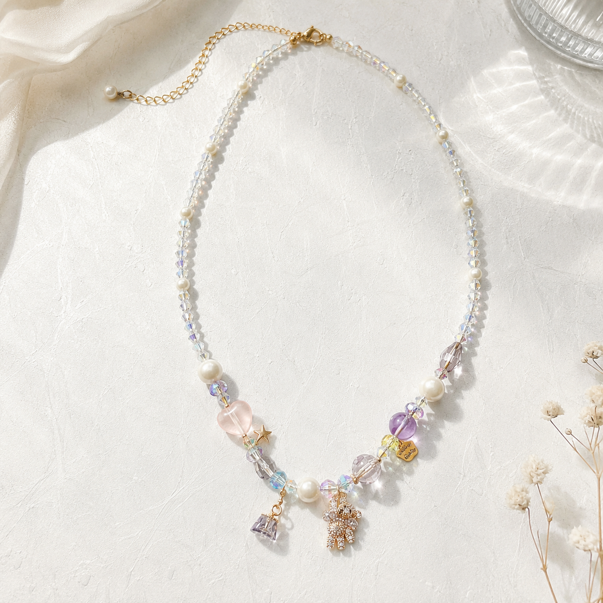 Starlight Teddy Crystal Necklace