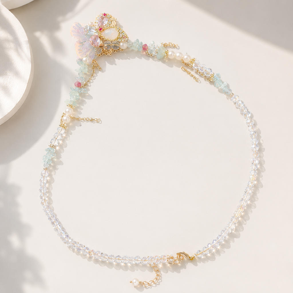 Iridescent Butterfly Garden Necklace