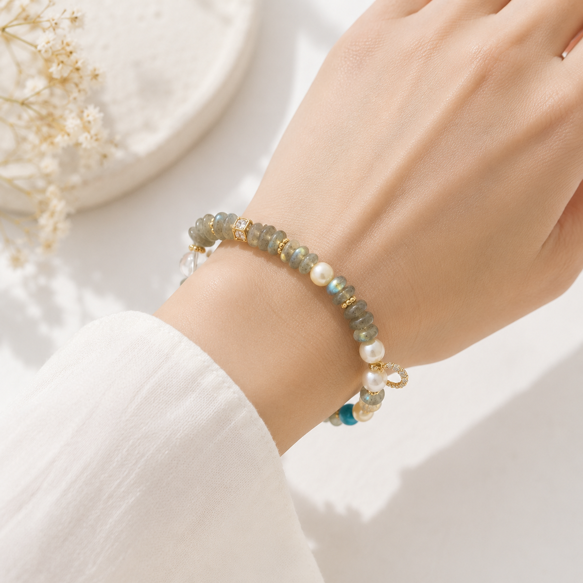 Moonlit Mist Pearl Bracelet