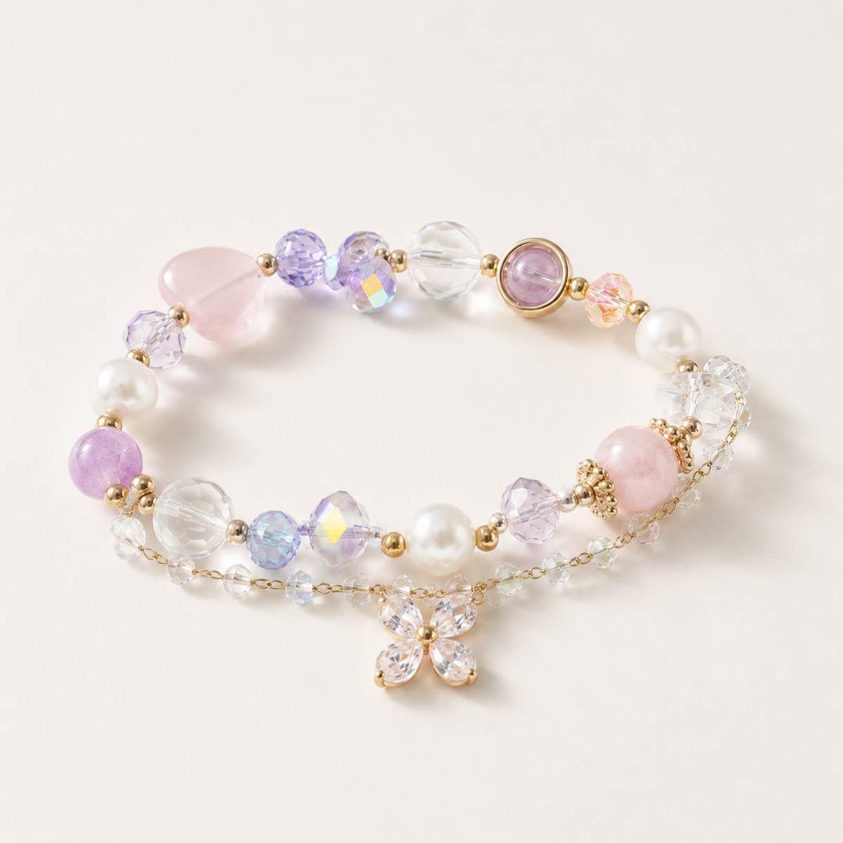 Lavender Butterfly Charm Bracelet
