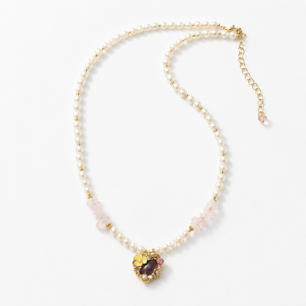Blush Pearl Heart Pendant Necklace