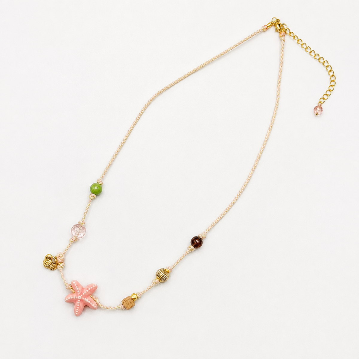 Coral Starfish Cord Necklace