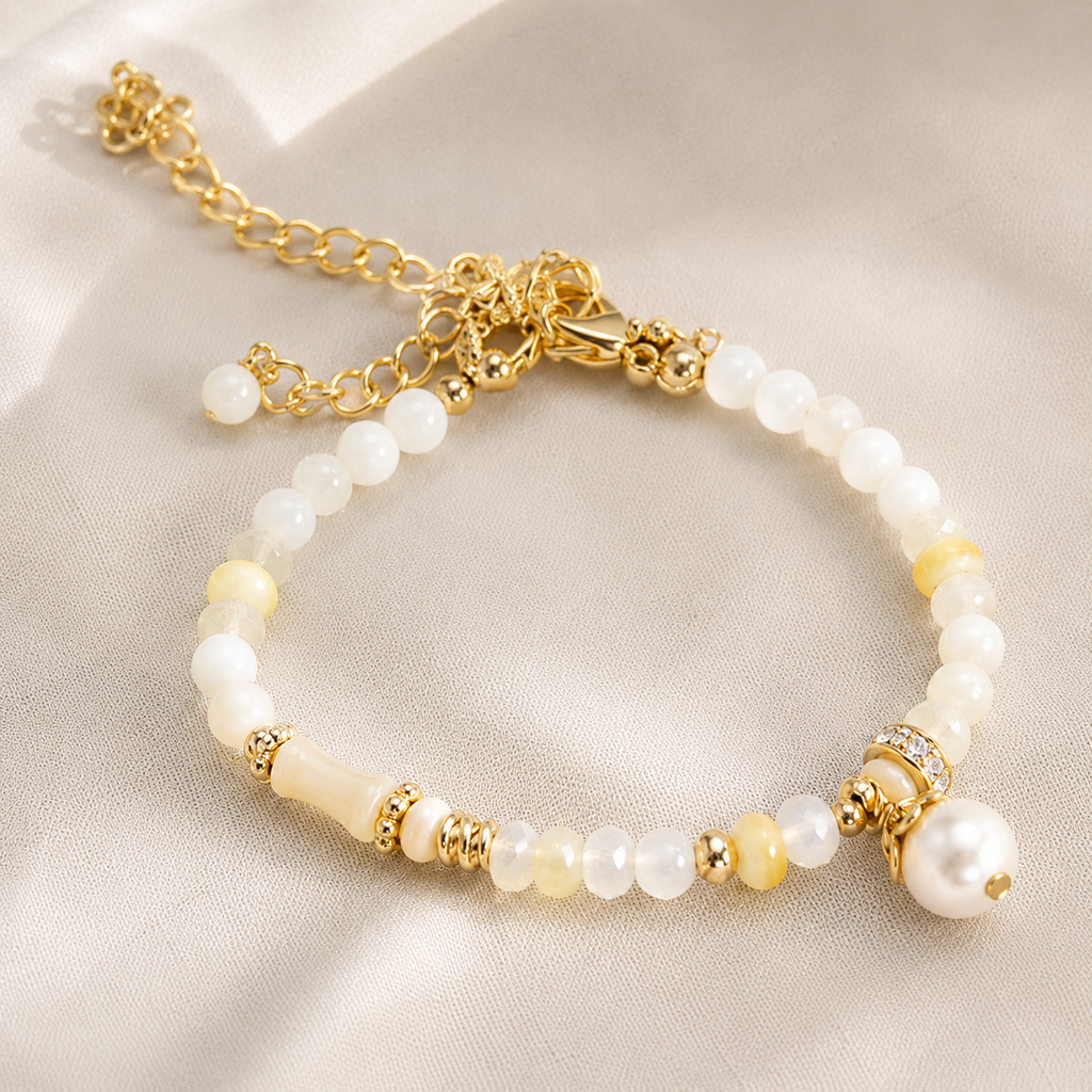 Golden Orbit Pearl Bracelet