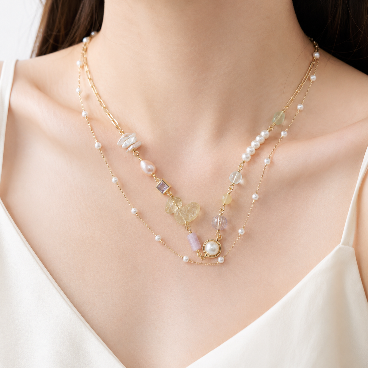 Pastel Orbit Layered Necklace